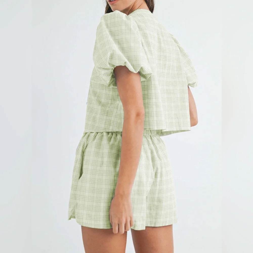 Set Puff Sleeve Top and Shorts Set - Picture 11 of 11